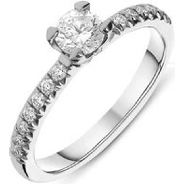 Platinum 0.50ct Diamond Round Brilliant Shoulder Solitaire Ring