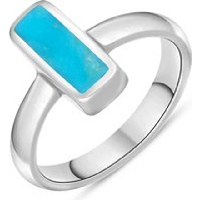 Sterling Silver Turquoise Slim Oblong Ring - Option1 Value Silver