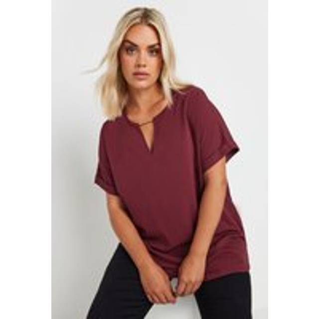 Yours Curve Burgundy Red Metal Trim Blouse, Women's Curve & Plus Size, Yours - 26-28