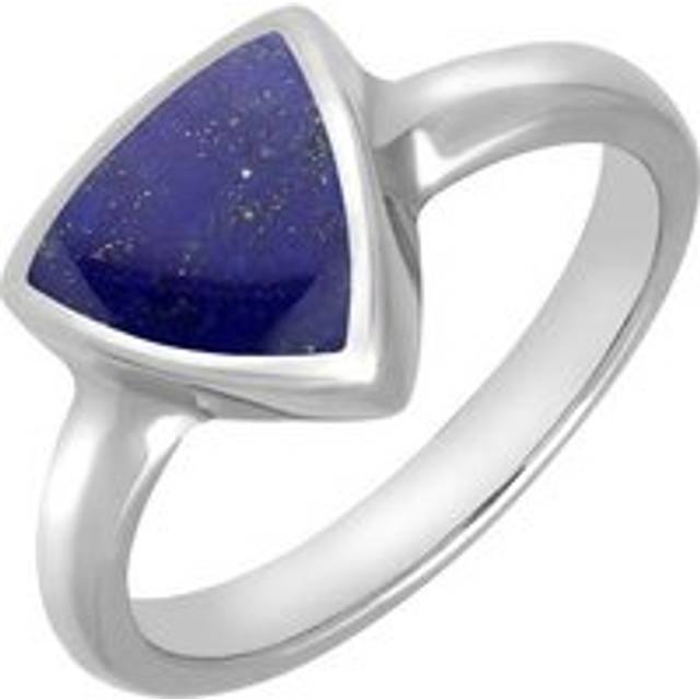 Sterling Silver Lapis Lazuli Curved Triangle Ring - Option1 Value Silver