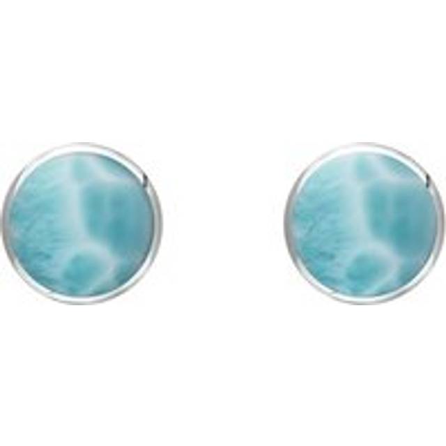 Sterling Silver Larimar 5mm Classic Small Round Stud Earrings
