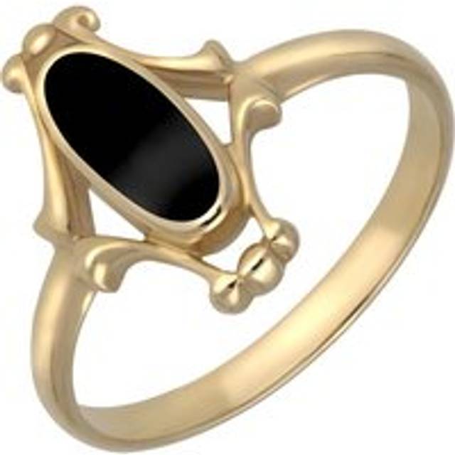 9ct Yellow Gold Whitby Jet Oval Fancy Ring - Yellow Gold