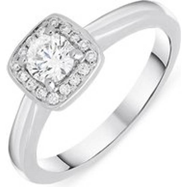 Platinum 0.38ct Diamond Brilliant Cut Cushion Halo Ring - Option1 Value Platinum