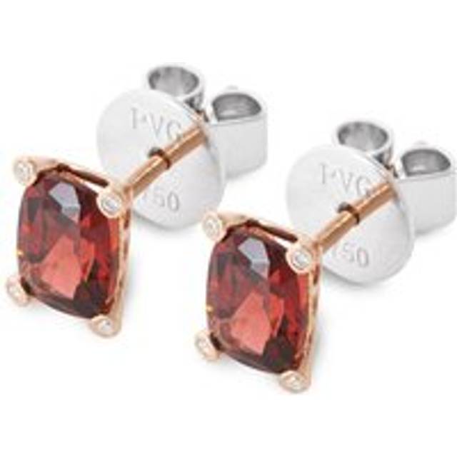Ponte Vecchio Iris 18ct Rose Gold Garnet Diamond Stud Earrings