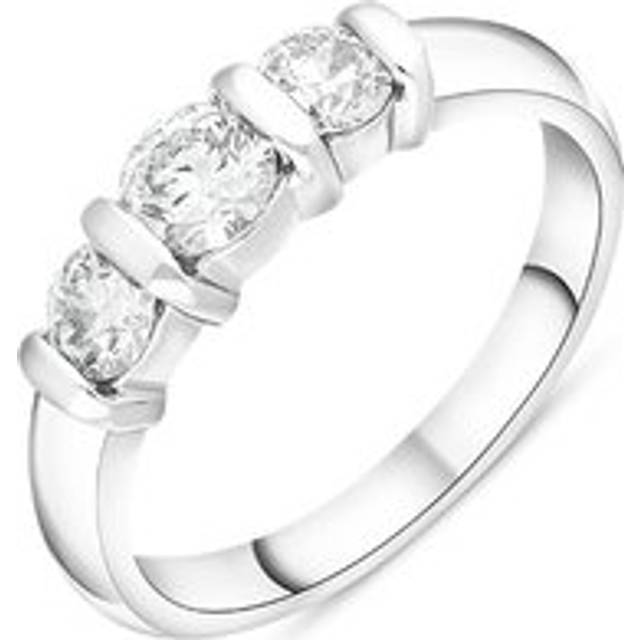 Platinum 0.76ct Diamond Bar Set Three Stone Ring - Silver