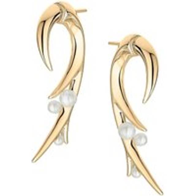 Shaun Leane 18ct Yellow Gold Plated Sterling Silver White Pearl Hooked Pearl Large Earrings