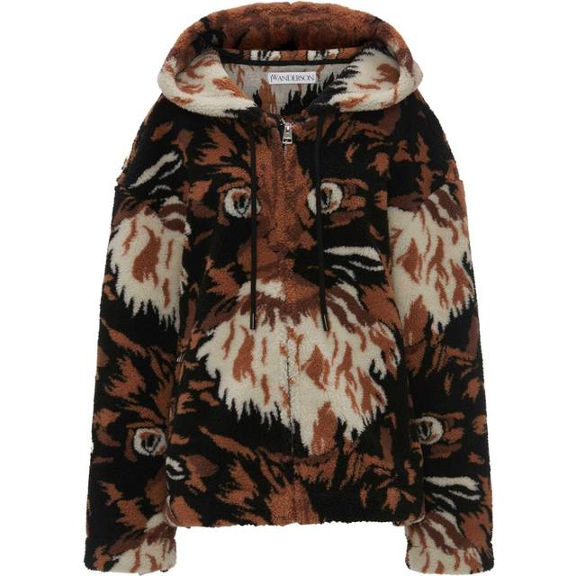 JW Anderson - faux-fur hooded jacket - women - Polyester/Acrylic/Wool - S - Brown