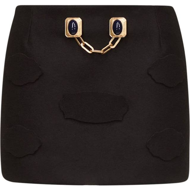 AREA - gemstone button mini skirt - women - Fabric - 12 - Black