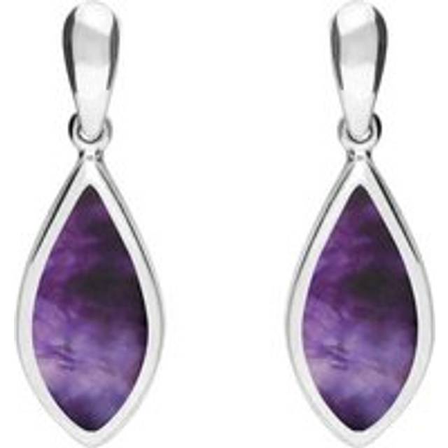 Sterling Silver Blue John Small Pointed Pear Drop Earrings