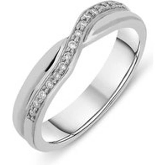 Platinum 0.08ct Diamond Brilliant Cut Crossover Ring - N