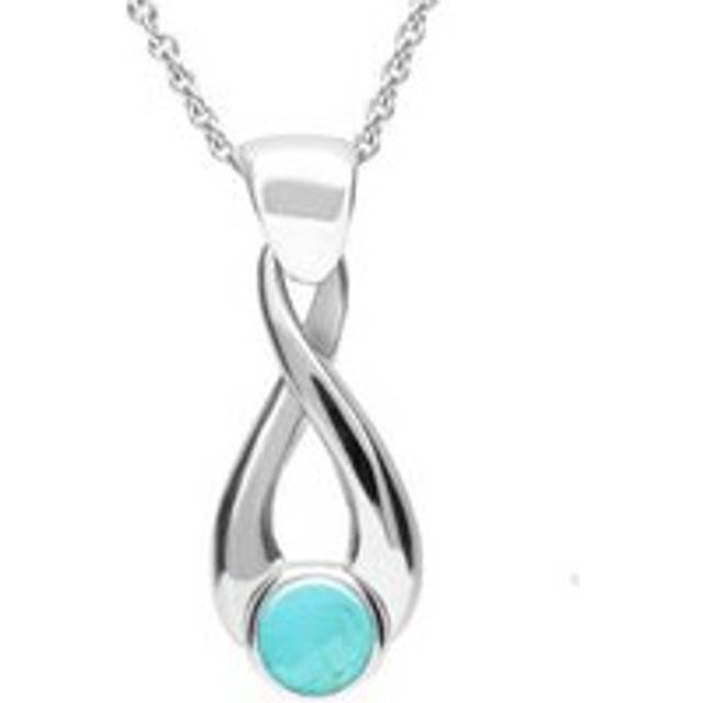 Sterling Silver Turquoise Eternity Loop Necklace - Silver