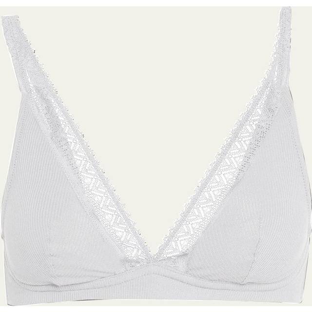 Eugenie Wireless Bralette w/ Lace Trim - WHITE - 32B EU (32B US)