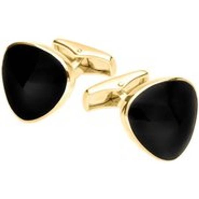 9ct Yellow Gold Whitby Jet Curved Triangle Cufflinks