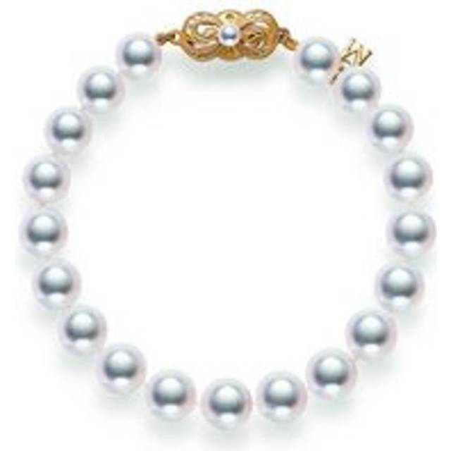 Mikimoto 18ct Yellow Gold 5.5mm White A1 Akoya Pearl Bracelet - Option1 Value Yellow Gold