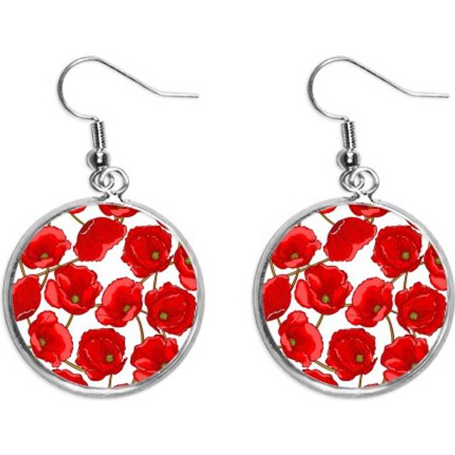red flowers corn  bespread ear dangle silver drop ear jewelry woman