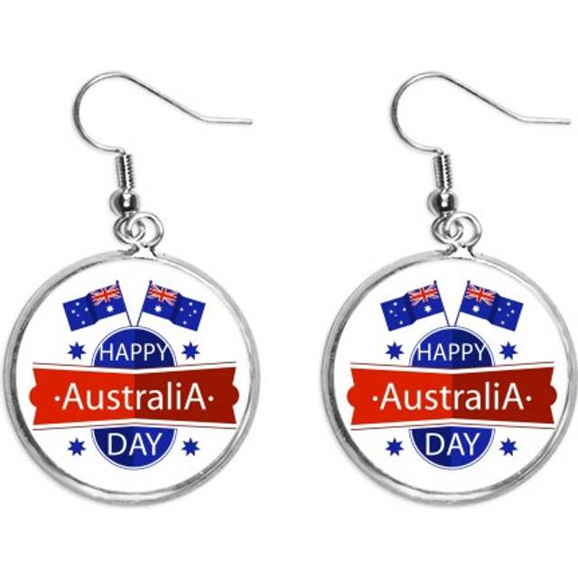 australia happy australia day flag ear dangle silver drop ear jewelry woman