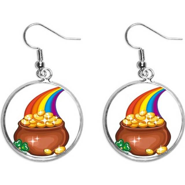 shine rainbow ireland st.patrick's day ear dangle silver drop ear jewelry woman
