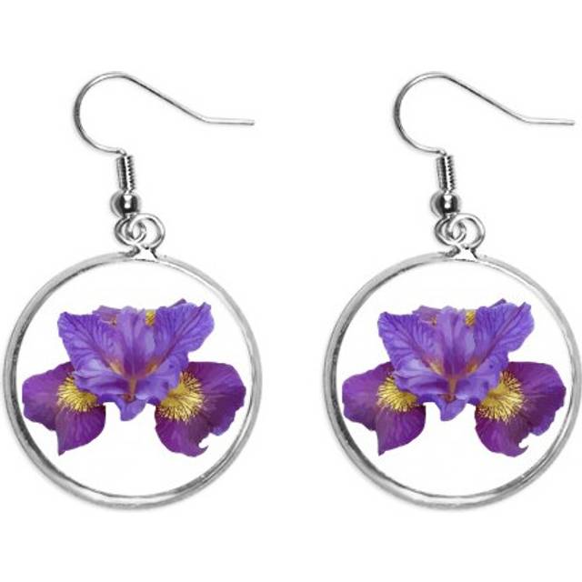 flower purple orchid  ear dangle silver drop ear jewelry woman