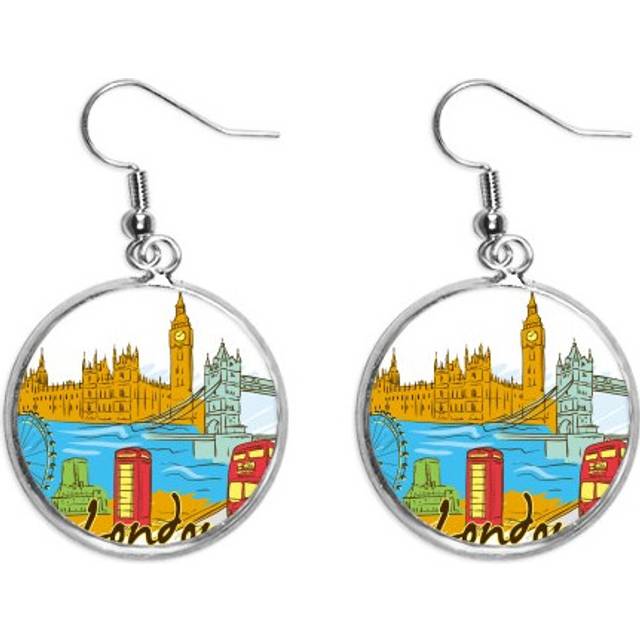 uk the united kingdom london ear dangle silver drop ear jewelry woman