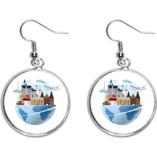 landmark journey germany plane ear dangle silver drop ear jewelry woman