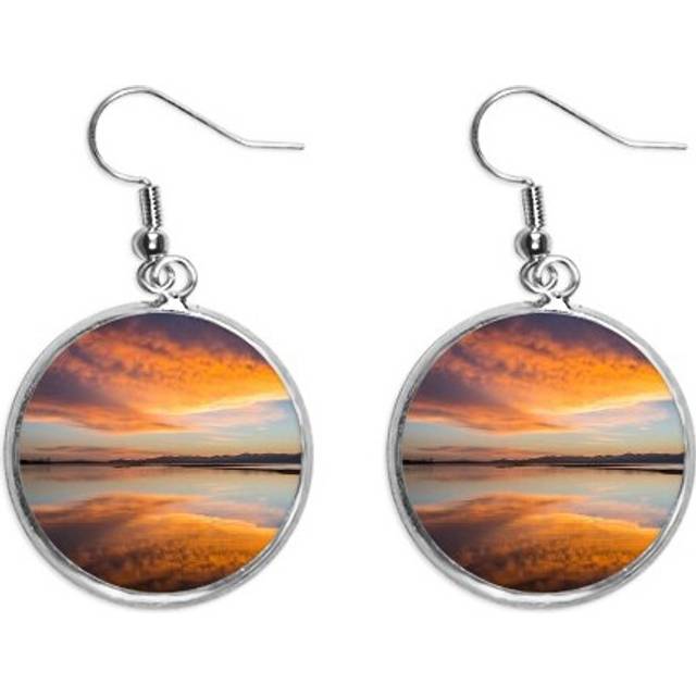 sunrise ocean cloud reflection ear dangle silver drop ear jewelry woman