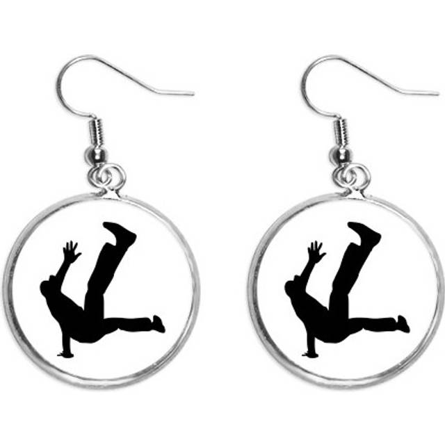 jumping dancer sports hip hop ear dangle silver drop ear jewelry woman