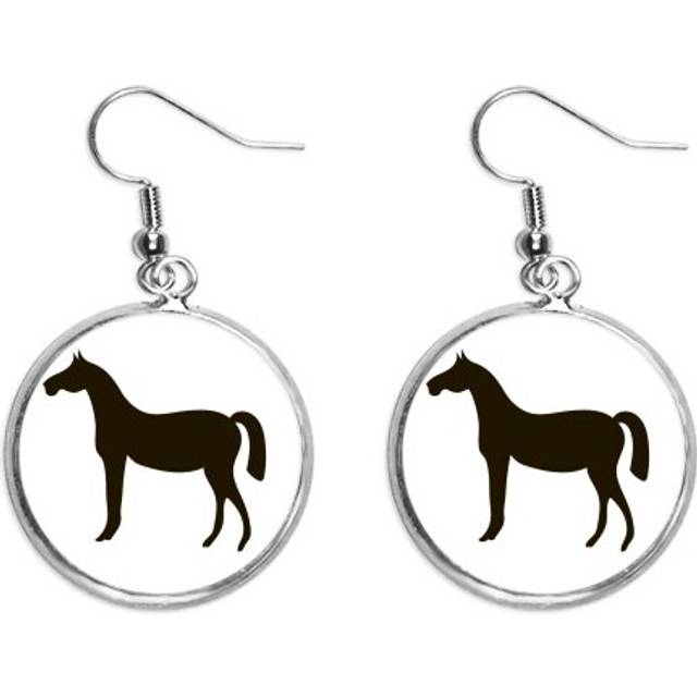 black horse animal portrayal ear dangle silver drop ear jewelry woman