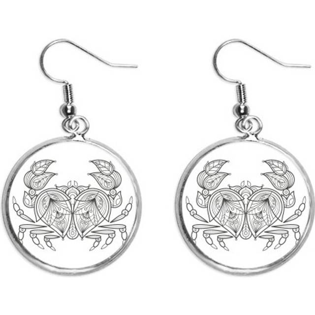 ocean paint run red line ear dangle silver drop ear jewelry woman