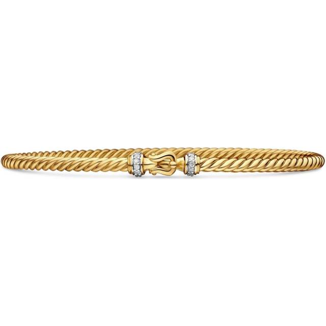 David Yurman - 18kt yellow gold Buckle Classic Cable diamond bracelet (2.6mm) - women - 18kt Yellow Gold/Diamond - M