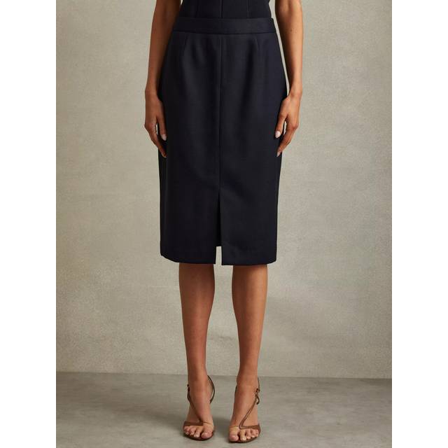Reiss Petite Hallie Wool Blend Pencil Skirt, Navy