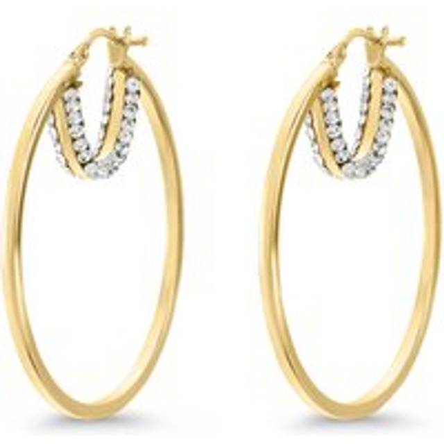 9ct Yellow Gold Crystal Hoop Earrings