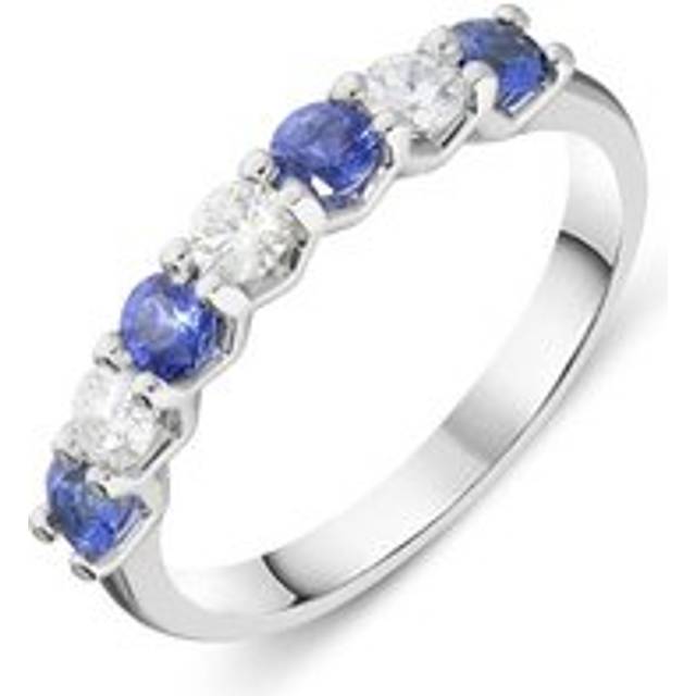 18ct White Gold 0.50ct Sapphire Diamond Half Eternity Ring