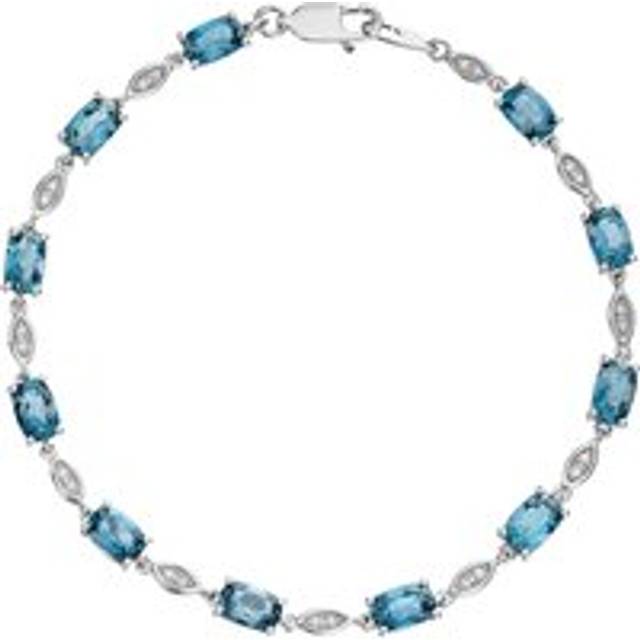 9ct White Gold Diamond Blue Topaz Tennis Bracelet