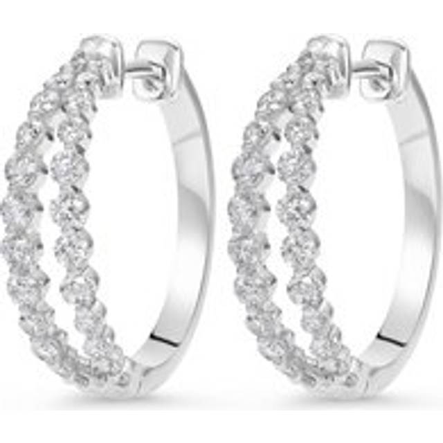 Starlit 18ct White Gold Diamond Hoop Earrings - Gold/White Gold