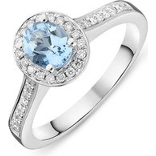 18ct White Gold 0.57ct Aquamarine Diamond Oval Ring