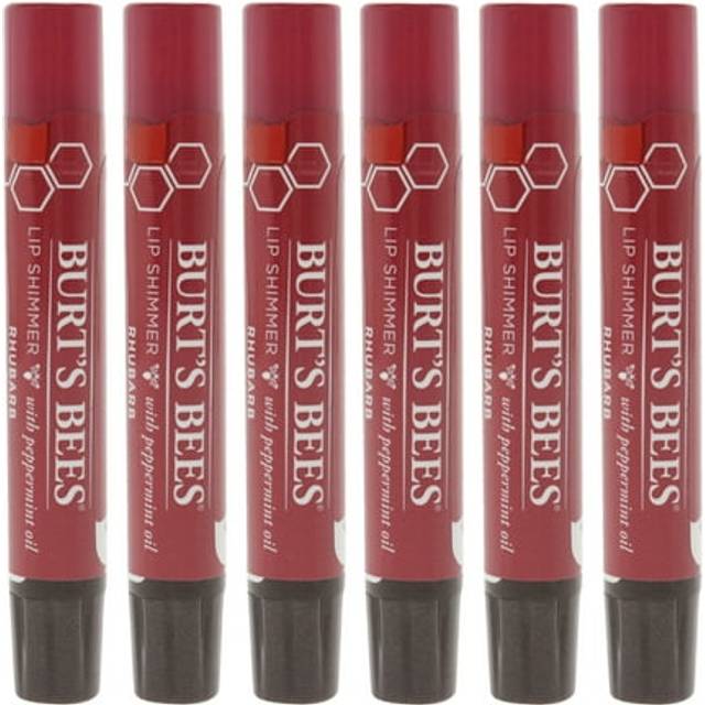 Burts Bees Lip Shimmer - Rhubarb - Pack of 6 For Women 0.09 oz Lip Balm