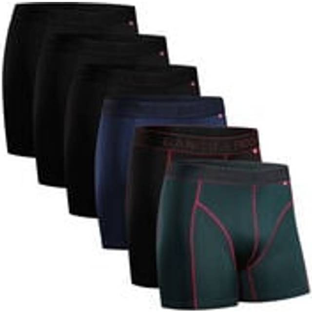 DANISH ENDURANCE 6-Pack Sportskalsonger Dry Fit, Snabbtorkande Boxershorts för Män, 3x Svart, 1x Blå, 1x Grön/Lila, 1x Svart/Röd), XL
