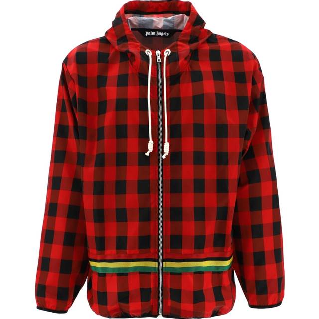 Palm Angels Mens Buffalo Check Windbreaker Red Jacket - Size Small