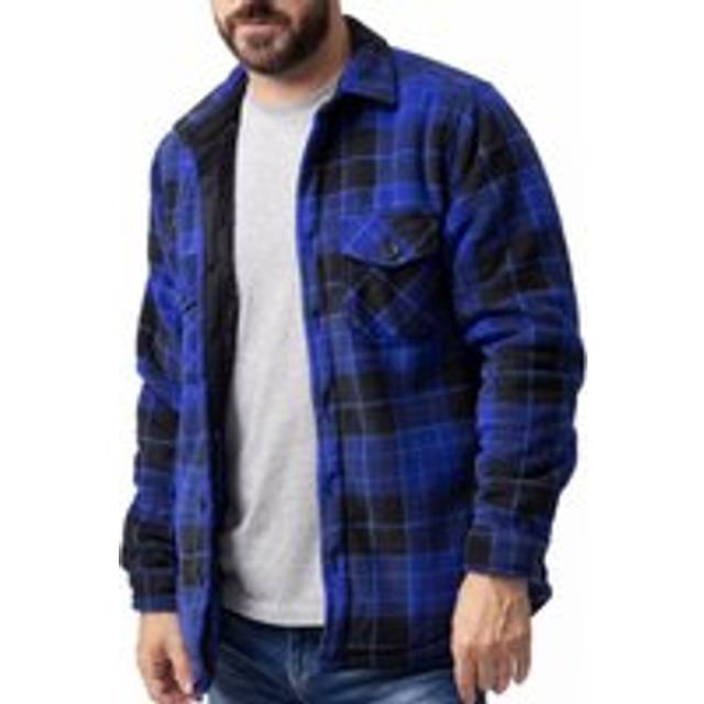 Mens Plaid Lumberjack Shirt Jacket - Cobalt Black