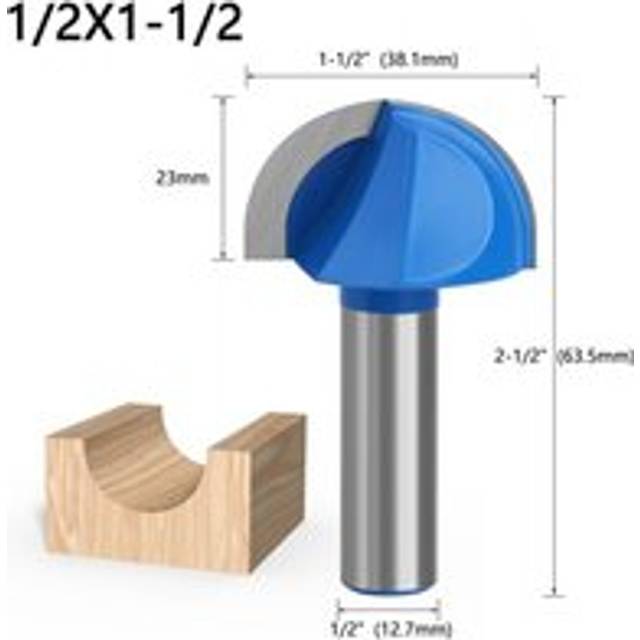 1/2 Shank Round Nose Groove Core Box Router Bit Double Woodworking Tools Half Relief Drill Bits