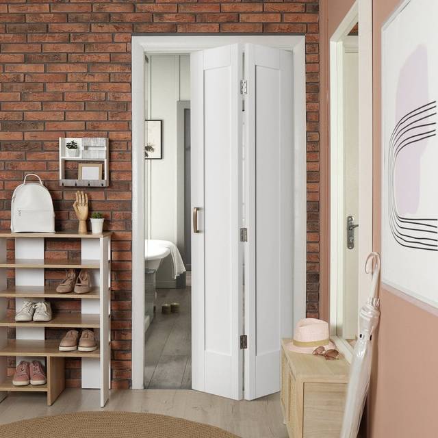 Liberty Doors White Internal Bifold Primed Pattern 10 2 Panel Door (IWPBFPAT10) - 1981x610x35mm (78&apos;&apos;x24&apos;&apos;) Size (Height x Width x