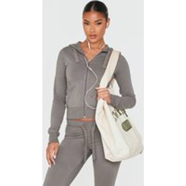 Charcoal Zip Up Fitted Track Top, Grey - 8