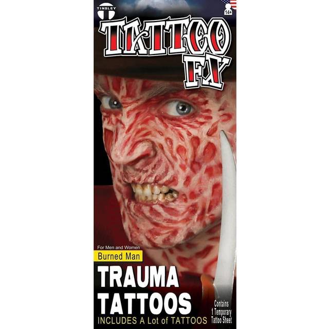 Burned Man Torched Tattoo - Brown&#47;Red (One-Size)