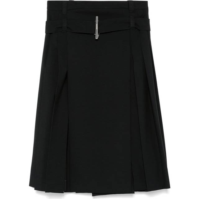 Alexander McQueen - pleated midi skirt - women - Cotton/Wool - 42 - Black