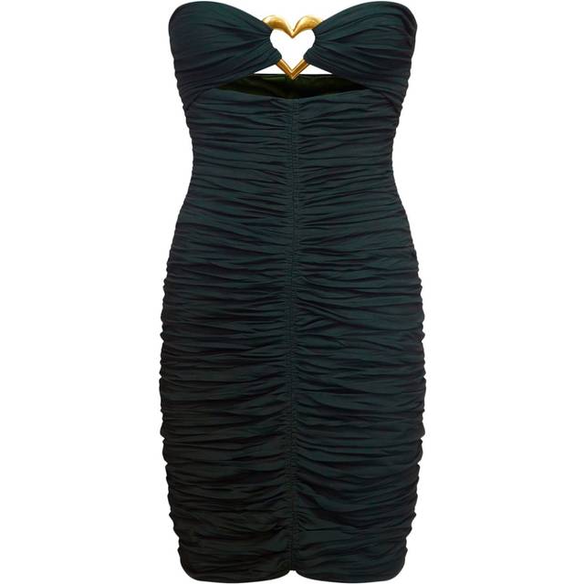 AREA - heart-ring ruched mini dress - women - Rayon/Modal/Elastane - M - Green