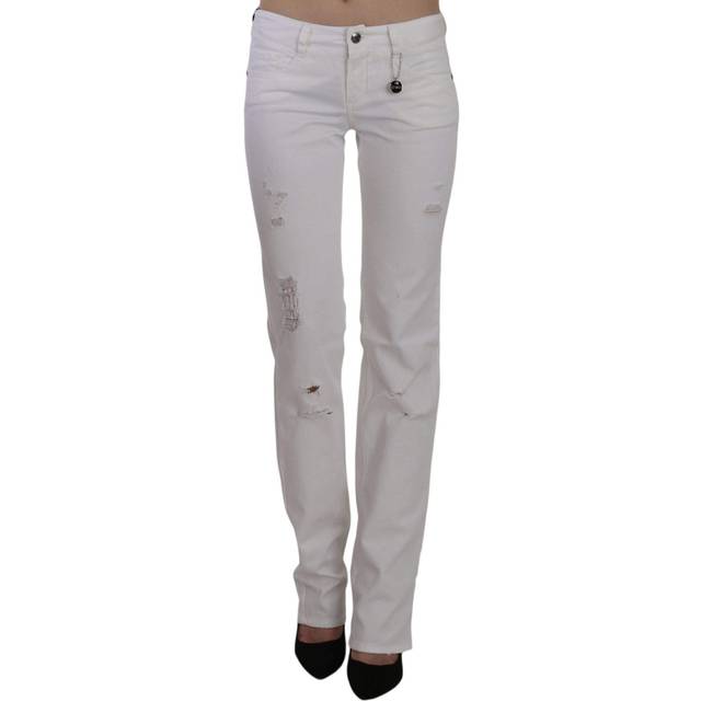 Costume National, Jeans, Dame, Hvid, W24, Bomuld, Hvide Slim Fit Jeans Bukser