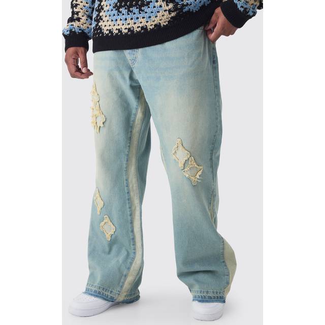 Plus Slim Flare Applique Gusset Panel Jeans - Blue - 38