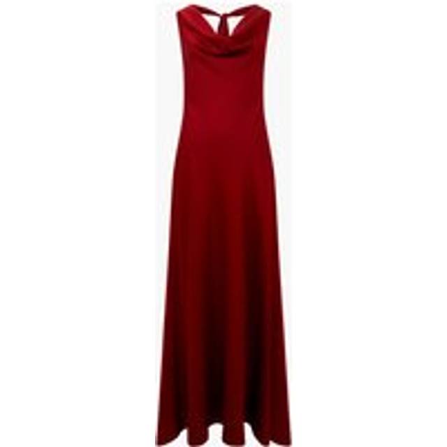 Ennis Eco Satin Halterneck Midi Dress Wine - Red