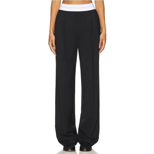 Alexander Wang-Logo Elastic Pantaloni Bianco/Nero-Donna - 2