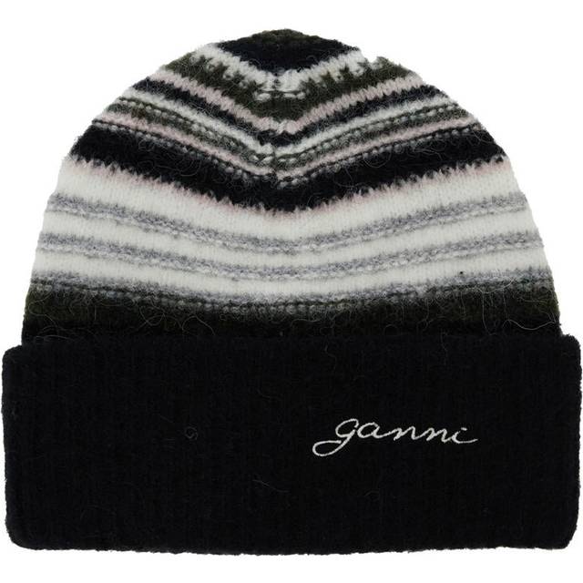 Ganni Striped Intarsia-Knit Beanie